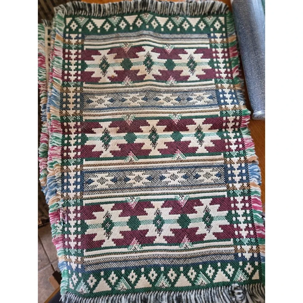 Woven Tapestry 4 Placemats Southwestern Style Fringe Coasters Table Decor Set